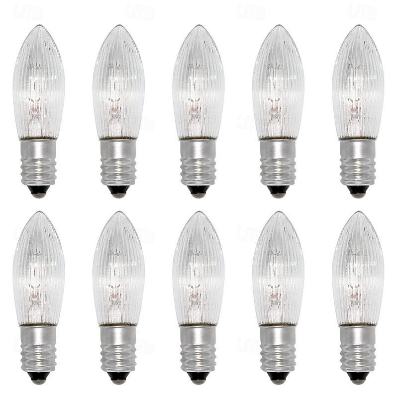 E10 Candle Light Bulbs 34V 3W Warm White Replacement Bulbs for Arch Candle Fairy Lights Tapered Candle Top Candle 10Pcs
