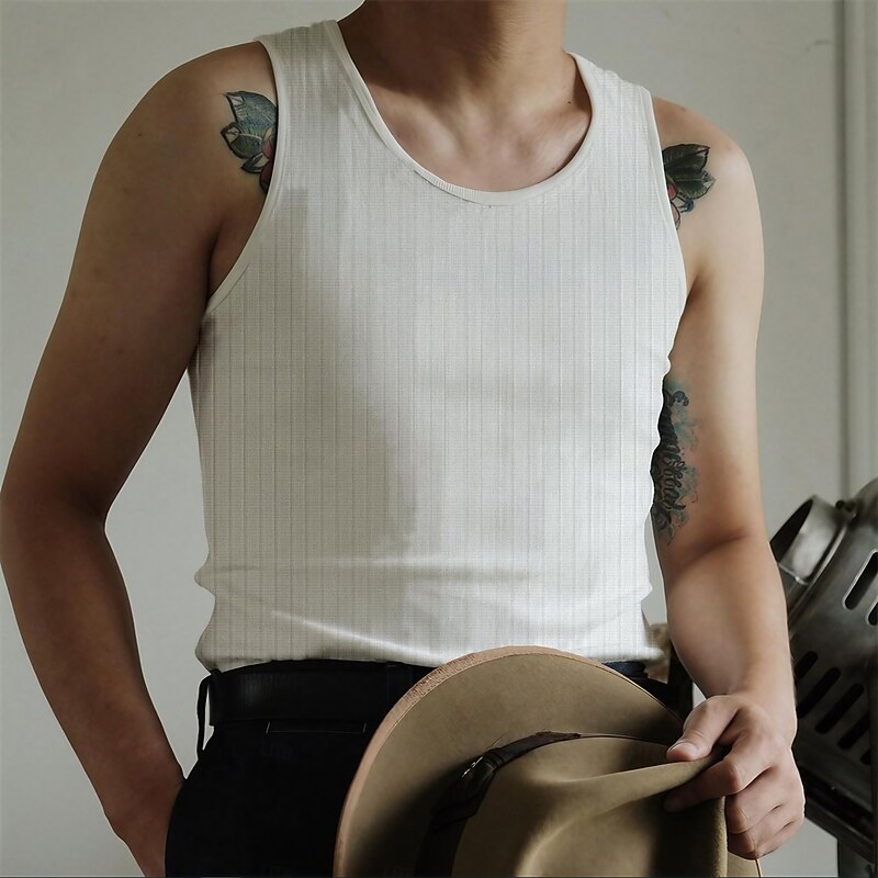 Men's Tank Top Vest Top Undershirt Sleeveless Shirt Sleeveless Crew Neck Summer Solid Color Fashion Casual Comfortable Street Daily Holiday Black White Gray Top Tee for Men