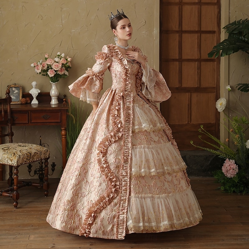 Gothic Rococo Vintage Inspired Dress Cosplay Wigs Party Costume Princess Shakespeare Solid Color Ball Gown Fancy Dress Women's Christmas Halloween Carnival Party Evening Party Masquerade Adults' Dress2