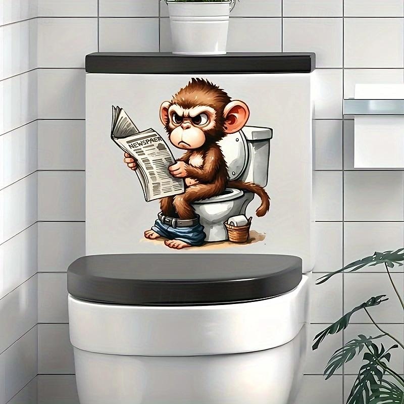 Monkey Toilet Lid Stickers, Home Improvement Toilet Lid Stickers, Tank Decals, Fun Animal Series Wall Decoration3