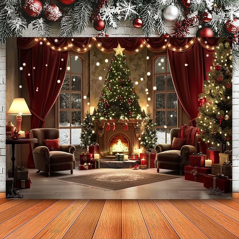 Christmas Decorations Hanging Tapestry Xmas Tree Wall Art Large Tapestry Mural Decor Photograph Backdrop Blanket Curtain Home Bedroom Living Room Decoration