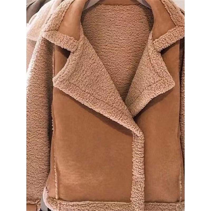 Women's Fleece Jacket Teddy Coat Hoodie Jacket Warm Breathable Buttons Pocket Fleece Lined Casual Plain Vacation Street Daily Wear Going out Single Breasted Regular Turndown Regular Fit Long Sleeve3