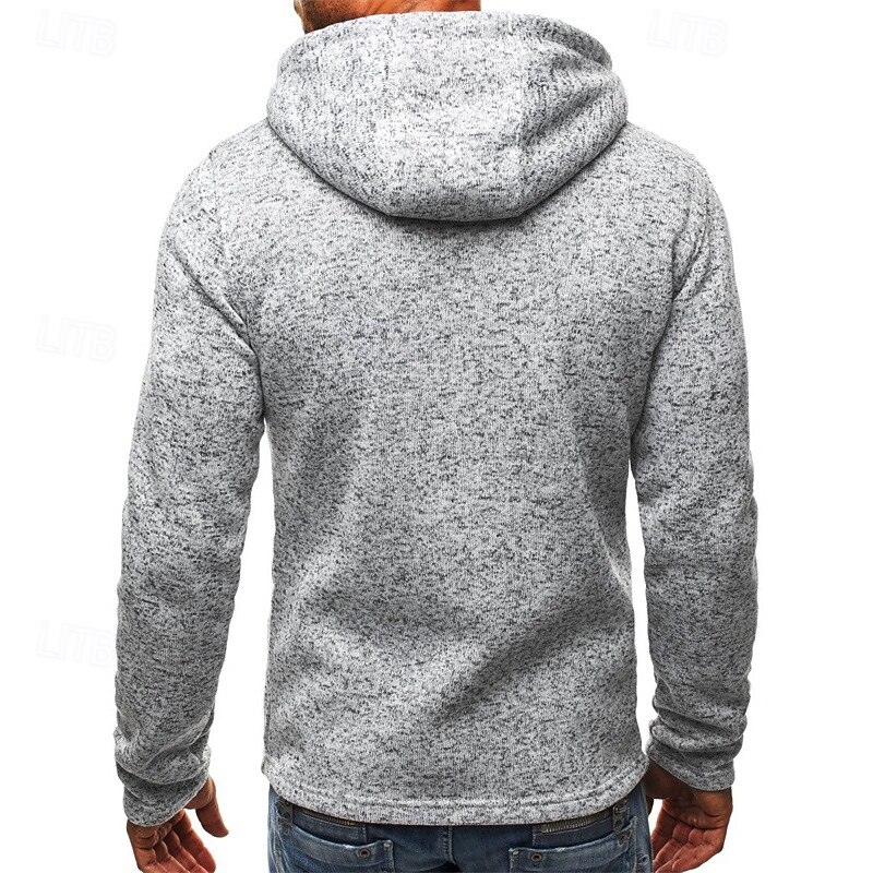 Men's Full Zip Hoodie Zip Up Hoodie Fleece Hoodie Black Blue Light Grey Hooded Plain Zip Up Pocket Sports & Outdoor Daily Holiday Polyester Streetwear Basic Casual Fall & Winter Clothing Apparel3