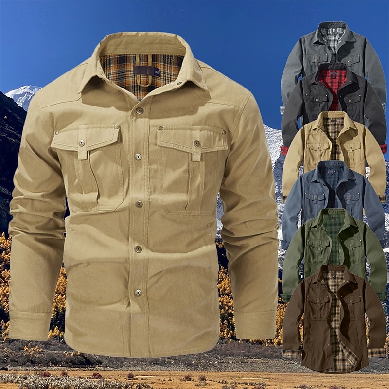 Men's Hiking Windbreaker Outdoor Windproof Comfortable Hiking Outfits Hiking Clothes Spring Autumn / Fall Jacket Windbreaker Solid Color Black Blue Brown