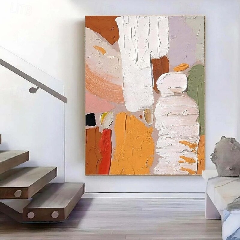 Wave oil Painting Hand painted Abstract Orange painting Hand-Painted pattle knife orange Oil Painting for Living Room Wall Decor Art Abstract Custom Artwork Art Unique painting