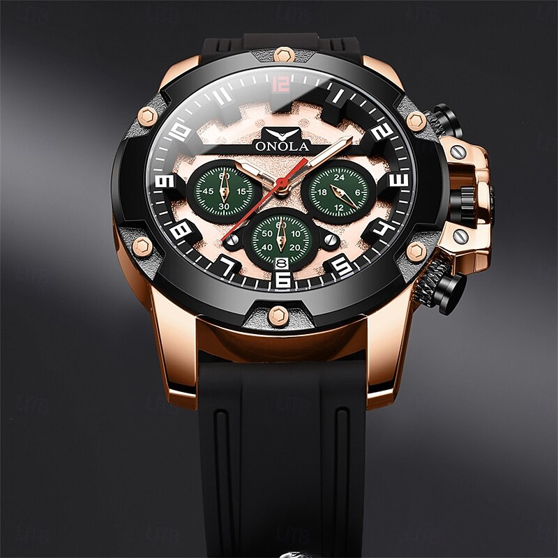ONOLA Watches For Men 6858 Multifunctional Luminous Quartz Watches Sports Silicone Strap Waterproof Mens Watch2