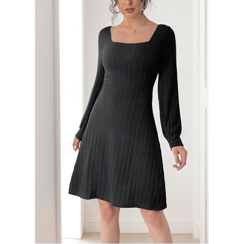 Women's Mini Dress Black Dress Cocktail Dress Formal Dress Elegant Daily Loose Fit Plain Long Sleeve Crew Neck Black Spring Fall Winter3