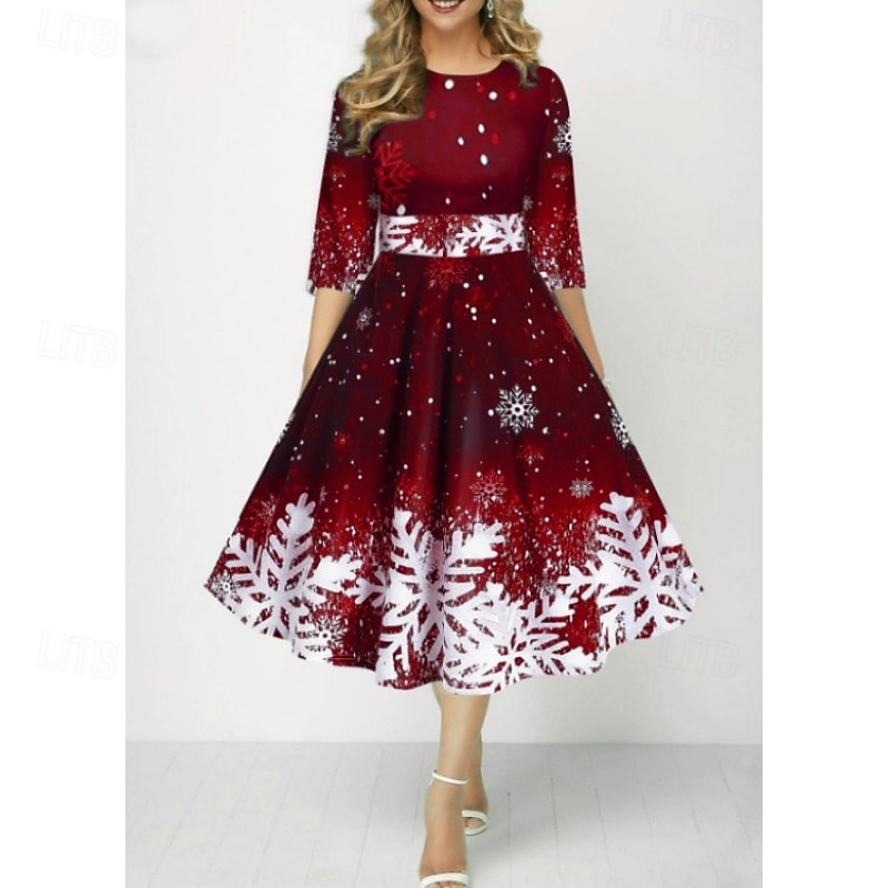 Lady snowflake Cocktail Dress Party Dress Women's Elegant Lady Adults Christmas New Year Christmas Eve Christmas Party Dress - Main Image