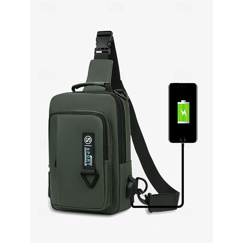 Men's Waterproof Crossbody Sling Bag with USB Charging Port – Outdoor Travel Shoulder Bag with Multi-Pockets2