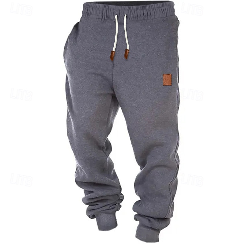 Men's Sweatpants Joggers Fleece Pants Trousers Drawstring Pocket Plain Comfort Soft Full Length Outdoor Daily Going out Fashion Casual Black Green3