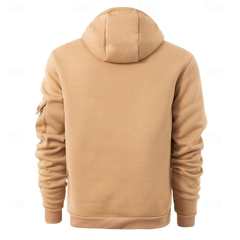 Men's Hoodie Zip Sweatshirt Fleece Hoodie Tactical Black Navy Blue Khaki Light Grey Dark Gray Hooded Half Zip Plain Pocket Work Sports & Outdoor Casual Streetwear Basic Casual Spring & Fall3