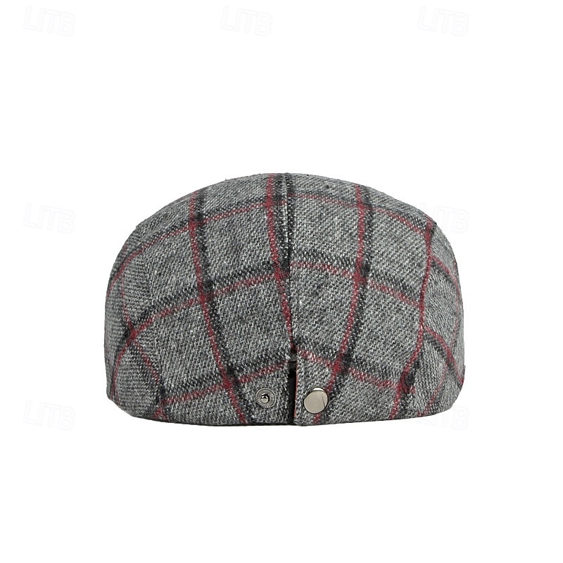 Men's Flat Cap Baseball Cap Military Cap Cadet Hat Red Blue Polyester Fashion Casual Street Daily Plaid Adjustable Sunscreen Breathable4
