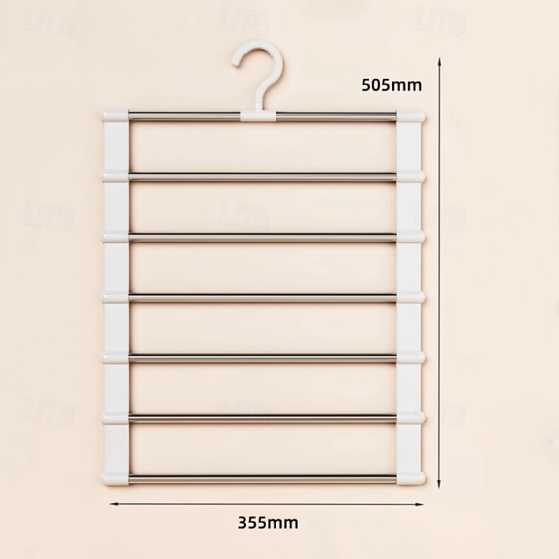 6 Layers Stainless Steel Trouser HangerMagic Foldable Pants Rack for Save Wardrobe SpaceLadder Hangers Storage Organizer3