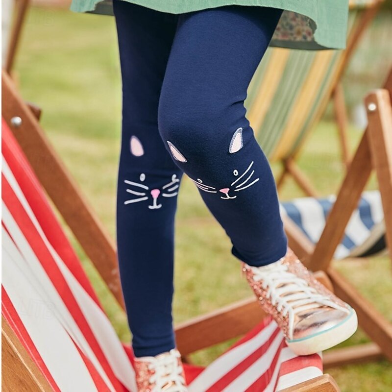 Girls' 3D Cat Pants Leggings Pink Fall Winter Active Basic Kids 4 years+ Outdoor Casual Daily Regular Fit
