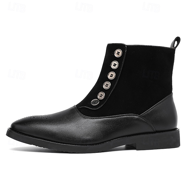 Men's Two-Tone Faux Leather Button Boots – Vintage Victorian Style Ankle Boots for Formal and Casual Occasions 31