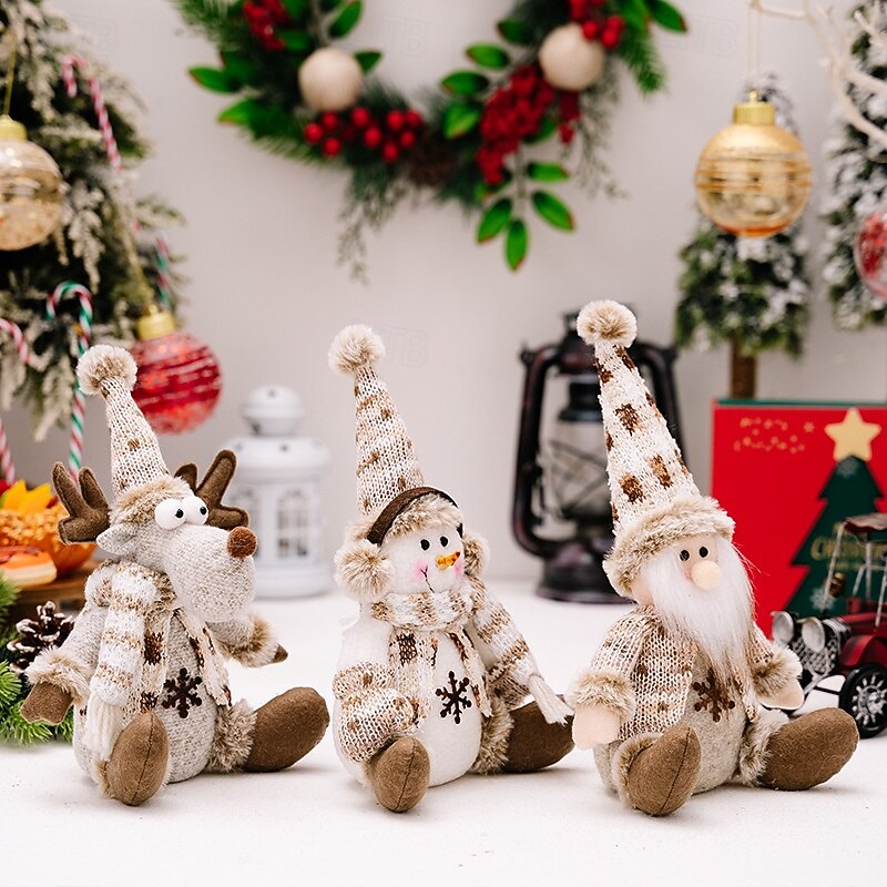 Christmas Plush Figurines, Nordic Santa and Snowman Decorations, Sitting Reindeer Dolls for Festive Home Decor and Holiday Display4