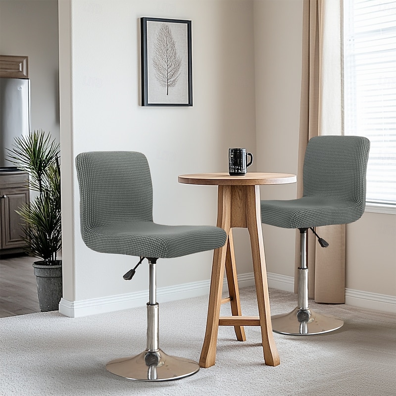 2 Pcs Stretch Bar Stool Cover Pub Counter Stool Chair Slipcover Square Swivel Barstool Burgundy Red Chair Cover for Dining Room Cafe Seat Cover Protectors Non Slip with Elastic Bottom