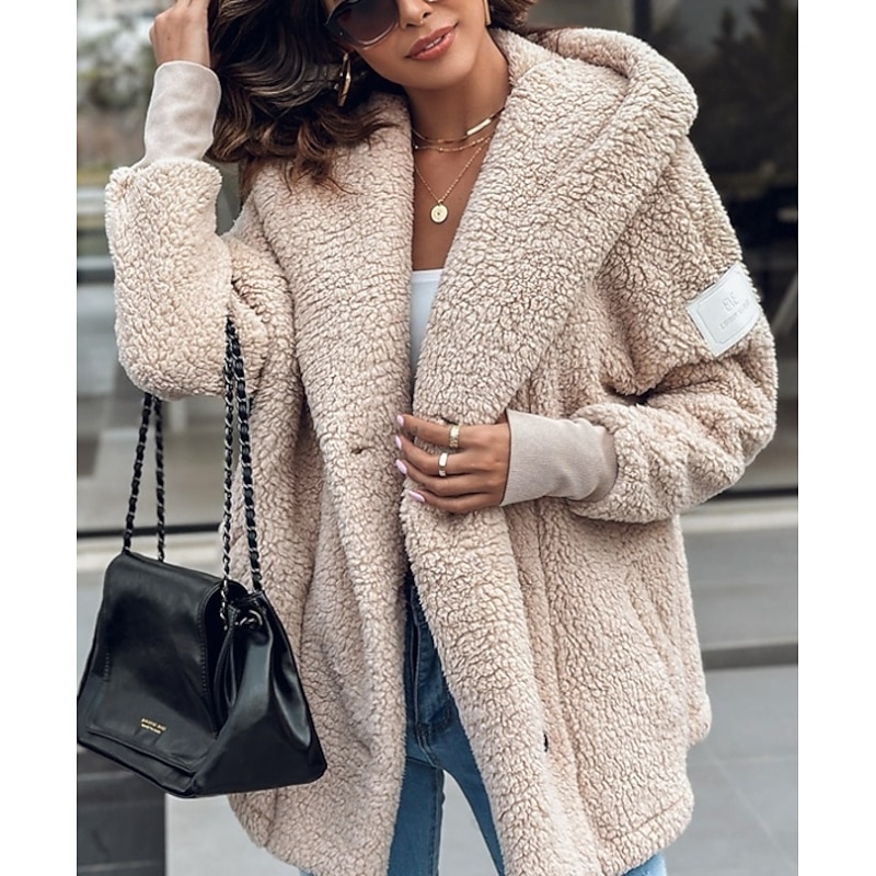 Women's Winter Coat Casual Jacket Outdoor Street Daily Wear Fall Winter Regular Coat Regular Fit Thermal Warm Breathable Stylish Casual Jacket Long Sleeve Solid Color with Pockets Apricot4