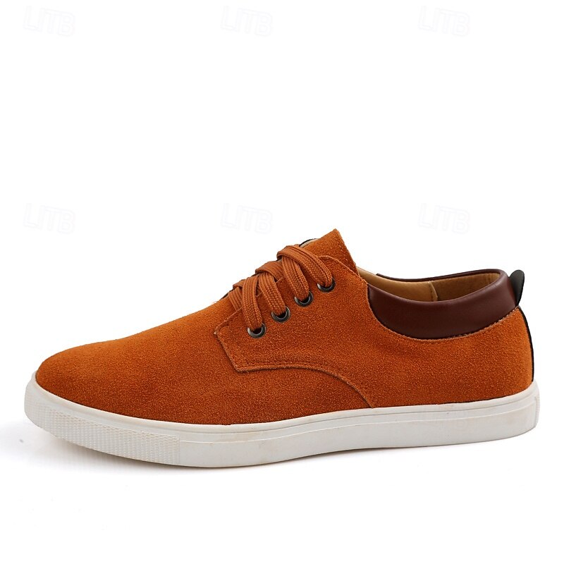 Men's Casual Lace-Up Suede Sneakers – Brown Retro Low-Top Shoes with Comfortable White Sole for Everyday Wear4
