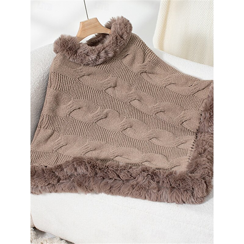 Women's Shrug Casual Soft Pure Color Ribbed Turtleneck Knitted Long Sleeve Regular Tops Knit Outdoor Daily Weekend Fuchsia Apricot Fall Winter3