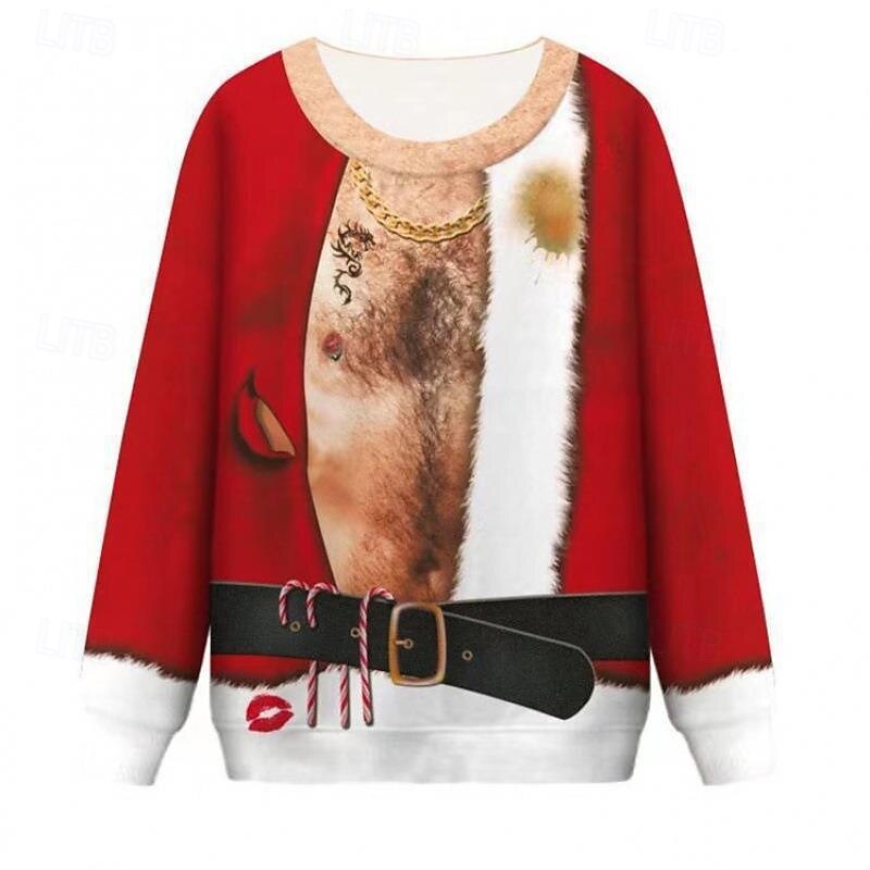 Christmas Santa Claus Pullover Funny Christmas Sweatshirt 3D Print 3D Christmas Funny For Couple's Men's Women's Adults' Christmas Carnival 3D Print Party Festival4