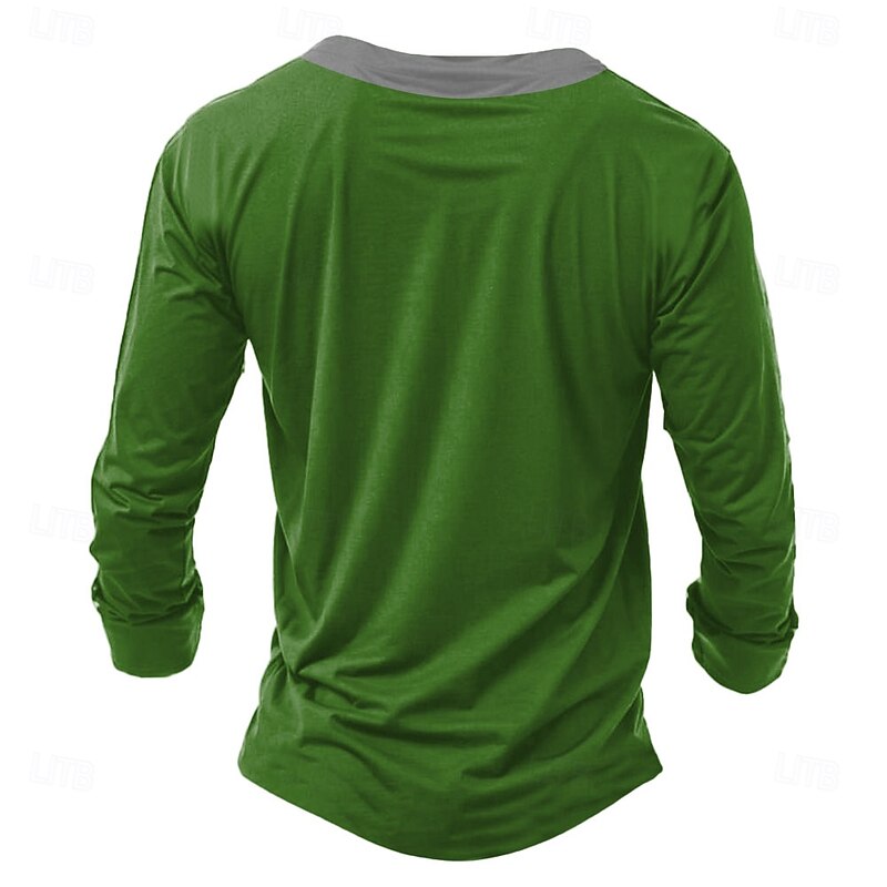 Christmas Men's Funny Christmas Henley T Shirt Cat Fashion Casual Print Henley Party Street Daily Red Green Long Sleeve Henley Winter Spring &  Fall Clothing Apparel Normal S M L XL XXL XXXL2