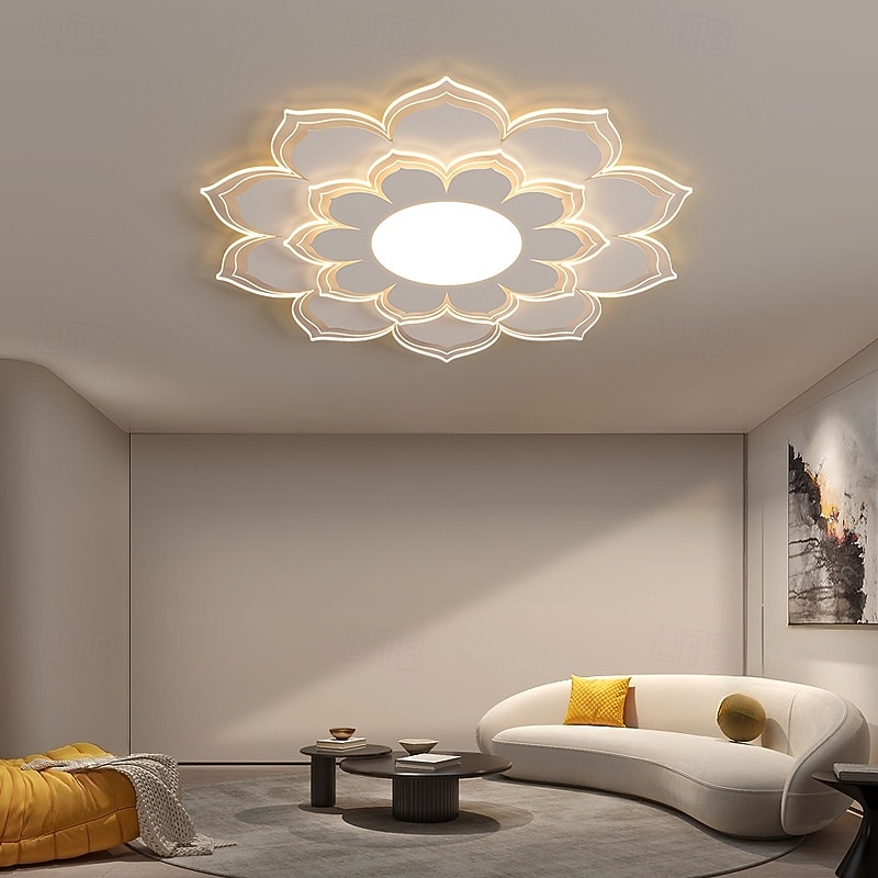 Nordic Style Lotus Design Dimmable Ceiling Lights Metal Painted Finishes Modern Nordic Style 220-240V