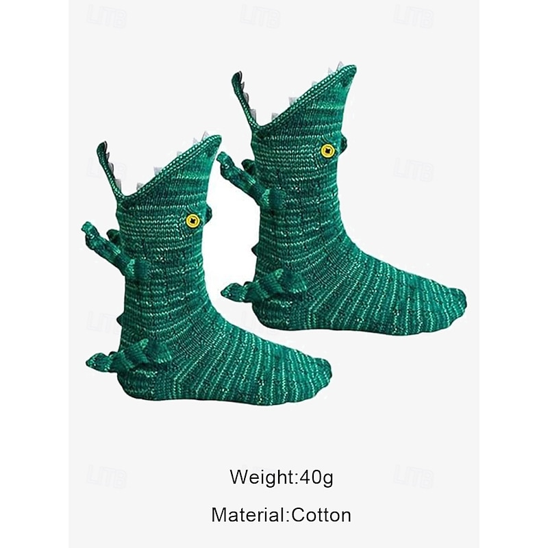 Women's Dinosaur Knit Slipper Socks with 3D Design – Cozy Indoor Winter Socks for Adults and Kids2