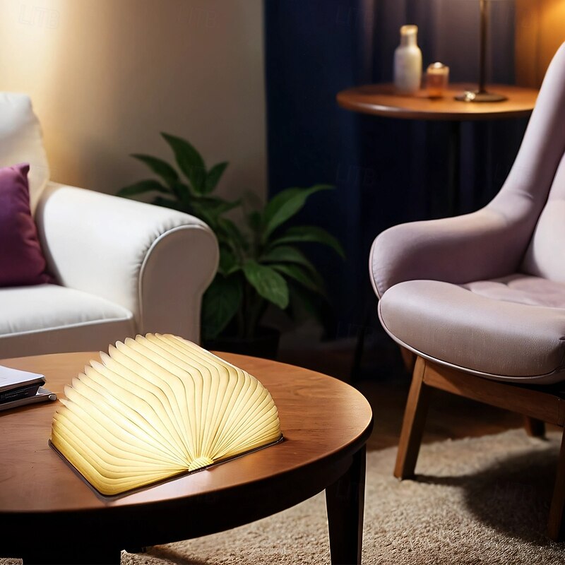 LED Book Night Light. Portable Tri-color Table Lamp,  USB Rechargeable Magnetic Foldable Desk Lamp for Home Decoration