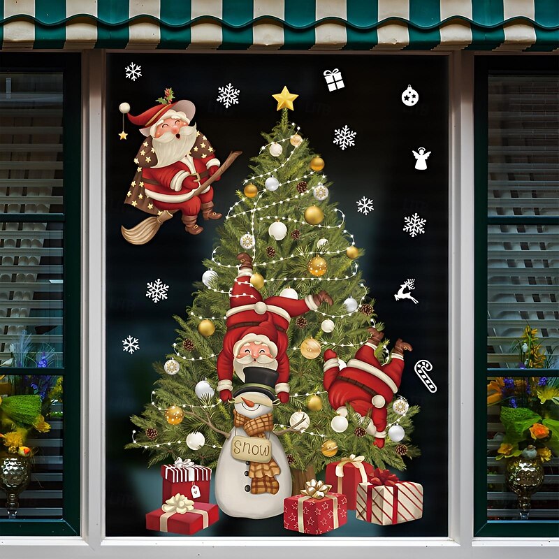 Christmas Stickers Xmas Window Stickers Santa Claus Merry Christmas Stickers Wall Ornaments Navidad Santa Gifts Merry Christmas Window Glass Stickers2