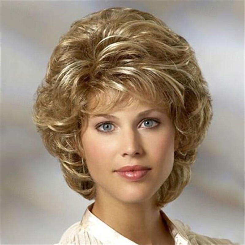 Pixie Layered Short Blonde Wig Short Curly Hair Wigs for White Women Black
