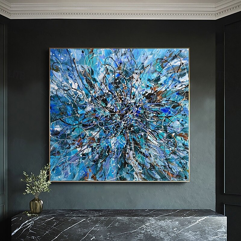 Abstract painting Hand painted Modern Blue pattle knife oil painting Hand Painted Wall Art Abstract Paintings On Canvas hand painted abstract oil painting Wall Art oil painting bedroom  oil painting4
