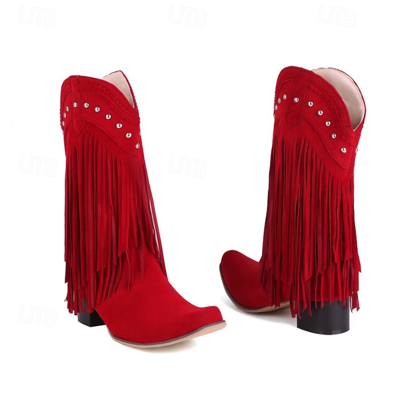 Retro Vintage Hippie 1970s Shoes Western Boot Hippie West Cowboy Tassel Fringe Fancy Dress Men's Women's Carnival Masquerade Vacation Party / Evening Daily Wear Adults' Shoes3