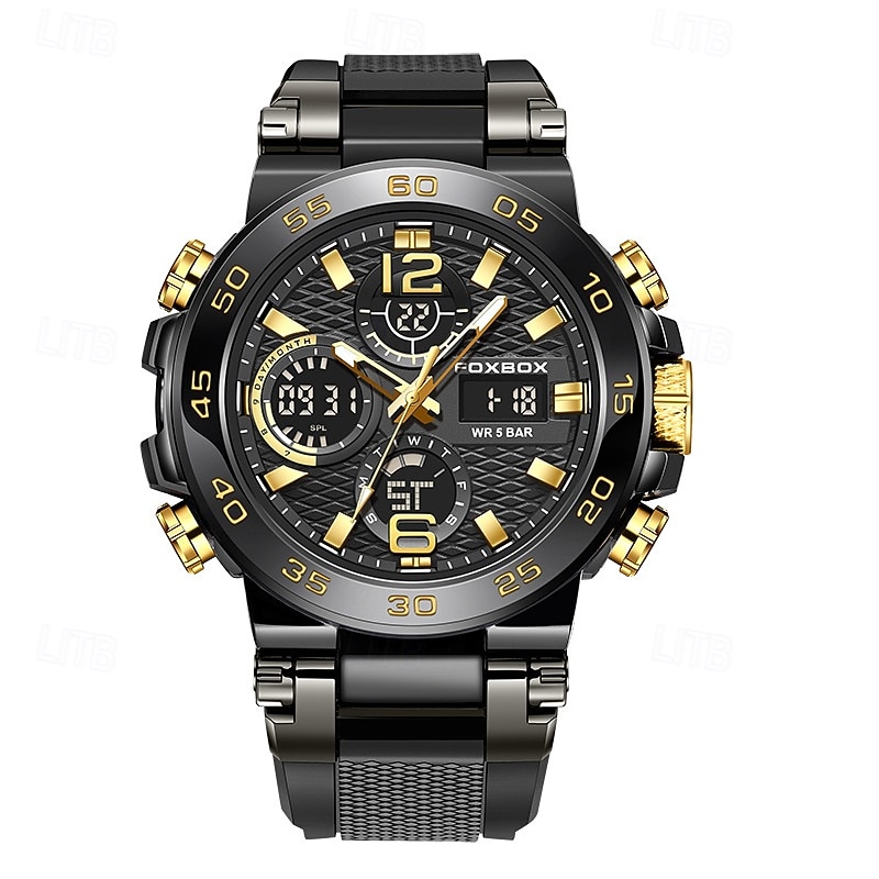 Lige New Fashion Trendy Men'S Electronic Quartz Watch Sports And Leisure Decoration Night Light Waterproof Calendar Week Display Alarm Clock Men'S Watch2