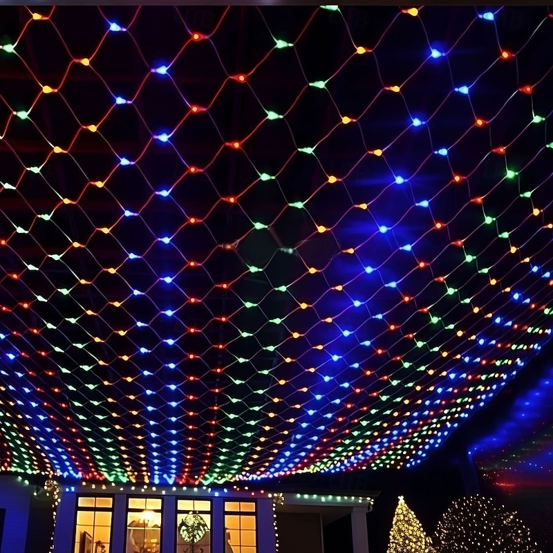 LED Net String Light IP65 6Mx4M 3Mx2M Led Flexible Christmas Net Fairy String Light 880Led 200Led Mesh String Light for Garden Yard Colorful Decoration EU US UK Plug AC110V 220V 230V4