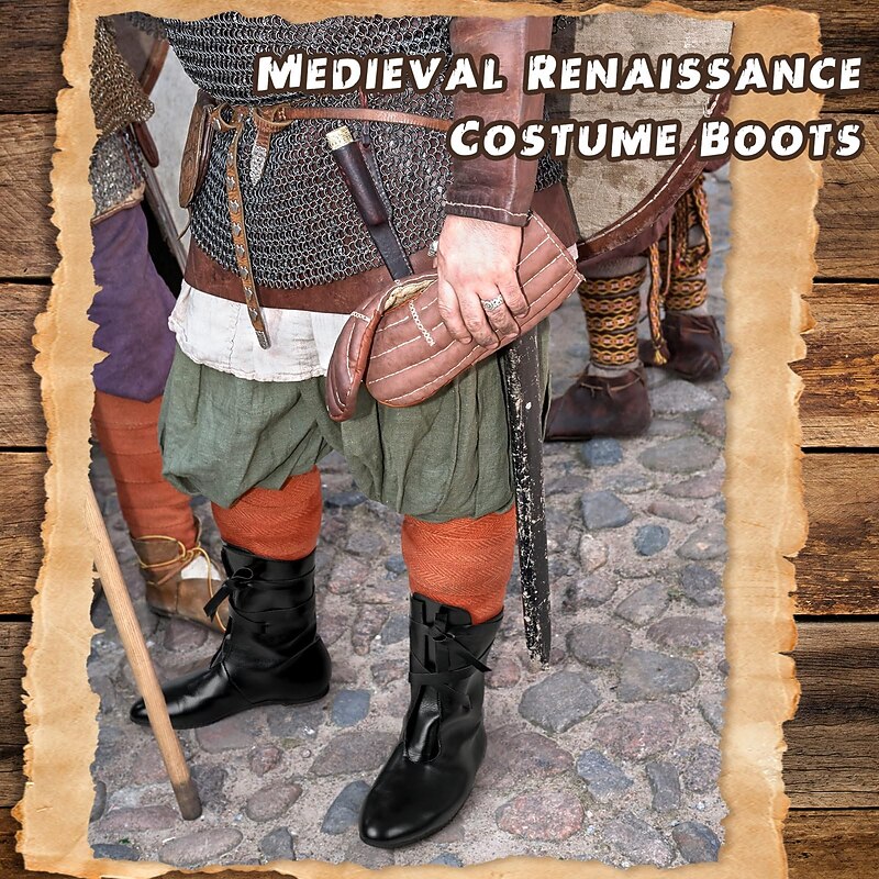 Medieval Renaissance Shoes Flat Jazz Boots Fancy Dress Men's Women's Celtic Pirate Fantasy Masquerade Party / Evening LARP Ren Faire Adults' Shoes2