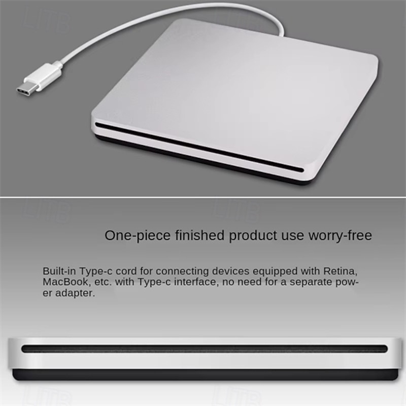 External DVD Burner Drive USB 3.0 Type-C Optical Drive Slim Slot-in CD DVD RW Burner Player USB C Superdrive for Window2