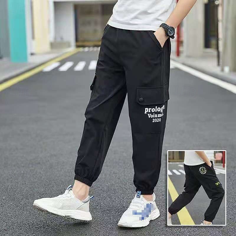 Kids Boys' Pants Cargo Pants Trousers Patchwork Pocket Solid Color Quick Dry Breathable Comfort Pants Outdoor Cotton Daily Basic Black Army Green Khaki Mid Waist