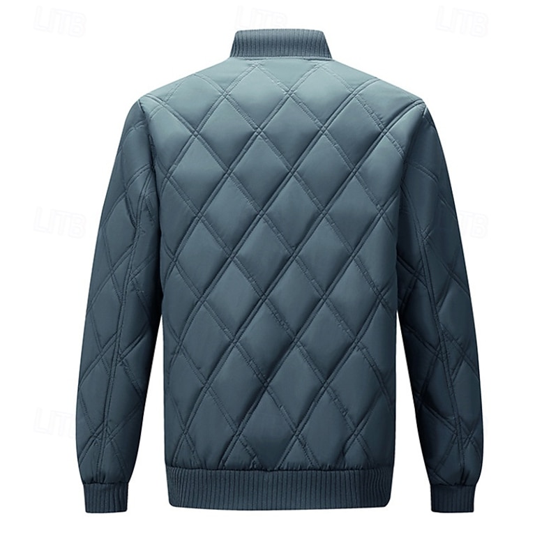 Men's Puffer Jacket Bomber Jacket Padded Zipper Pocket Polyster Pocket Outdoor Date Casual Daily Regular Fashion Casual Thermal Warm Windproof Winter Plain Dark Grey Black Puffer Jacket3