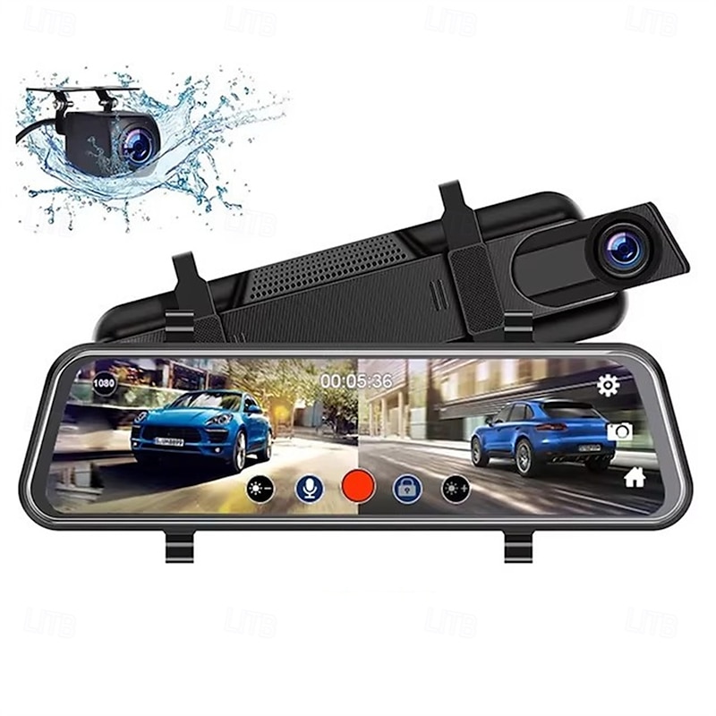 Touch Screen Mirror 1080P Dash Camera Car DVR Mirror Front and Rear Dual Lens Camera Dashcam HD 1080P Rear View Mirror 1080P Dash Cam Video Camera2