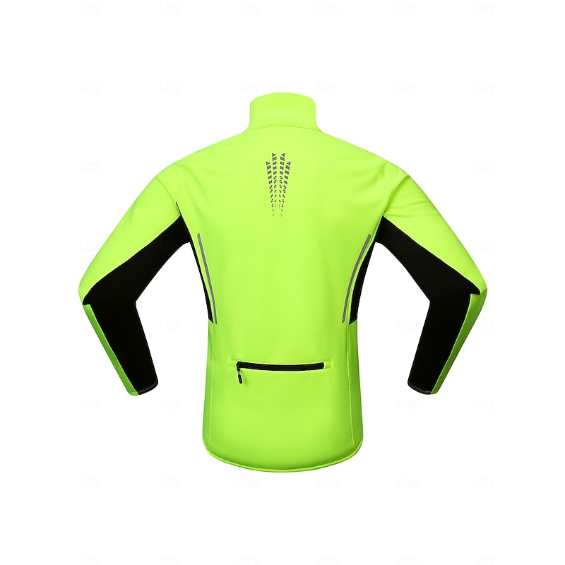 Men's Cycling Jacket Windbreaker Fleece Jacket Winter Thermal Warm Fleece Lining Windproof Breathability Bike Tracksuit Windbreaker Black Green Bike Wear2