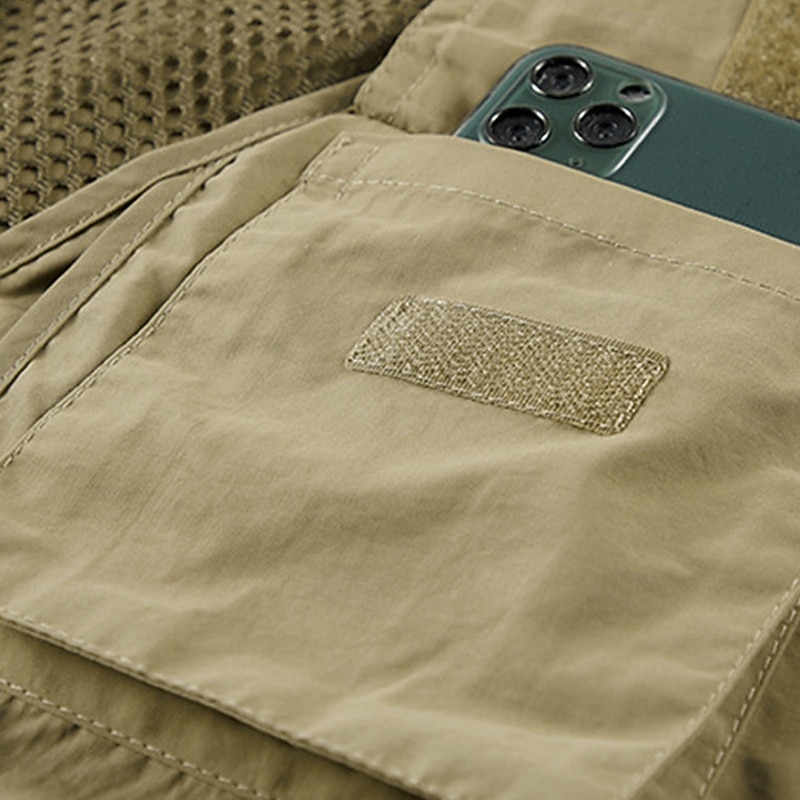 Men's Hiking Vest Hiking Fleece Vest Sleeveless Vest Outdoor Breathable Comfortable Pocket Nylon Black Army Green Red Hunting Fishing Climbing2