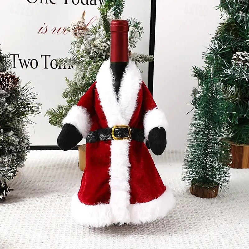 2pcs Creative Red Wine Bag Christmas Dress Wine Bottle Cover Christmas Skirt Wine Bottle Decoration Christmas Red Wine Cover4