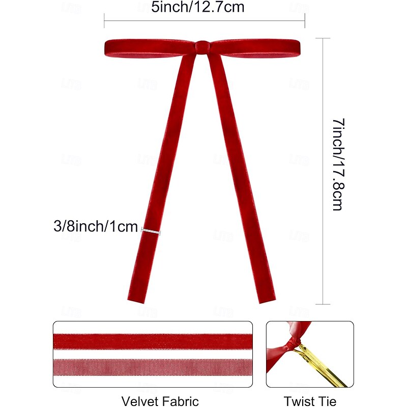 24 Pcs Velvet Bows for Christmas Tree,Christmas Wreath Bows, Christmas Velvet Bows Rustic Crafts Gift Bows Vintage Velvet Ribbon Bows for Xmas Home Decor Wedding Outdoor Indoor2