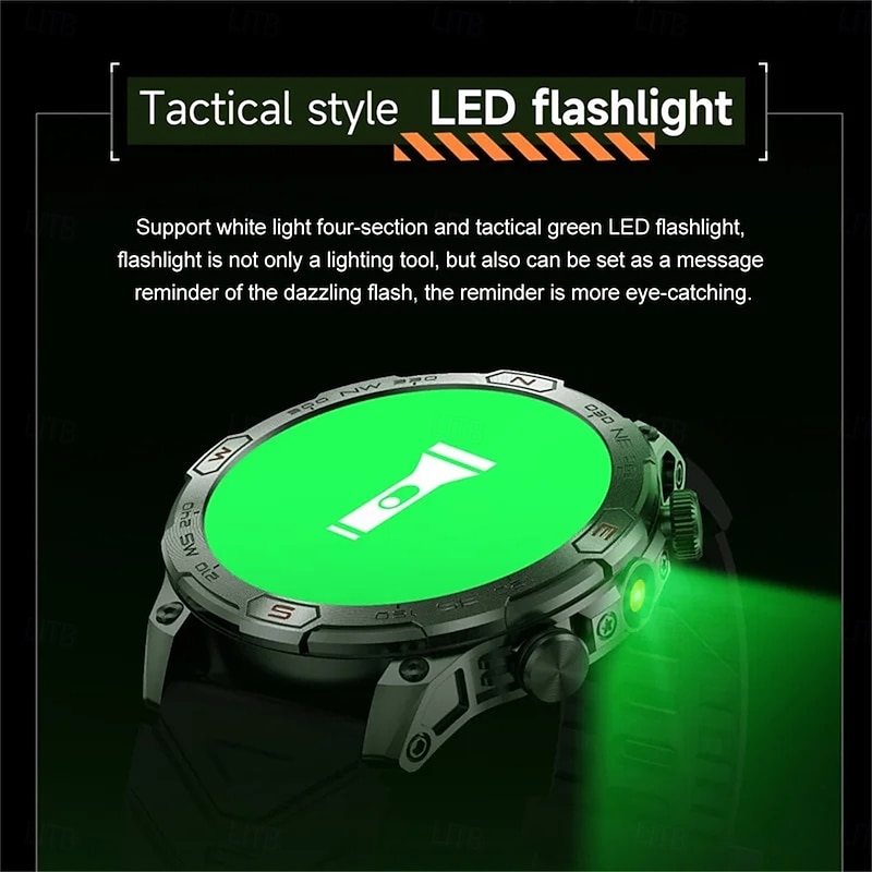 KC86 Smart Watch 1.43 AMOLED Screen 1ATM Waterproof Compass Altitude Barometer LED Flashlight Sports Watch4