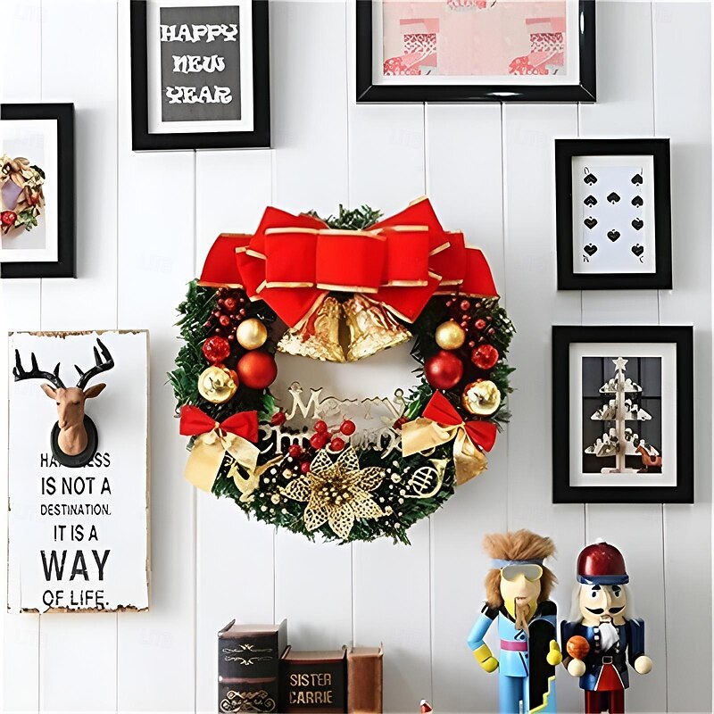Christmas Wreath Hanging Ornament Christmas Wreath Christmas Ball Ornaments Handmade Floral Christmas Wreath for Christmas Indoor Outdoor Decor2