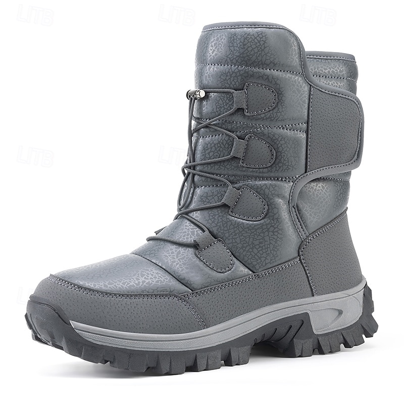 Men's Waterproof Insulated Winter Snow Boots with Velcro Strap and Rugged Sole - Warm Outdoor Footwear for Snowy and Cold Conditions4