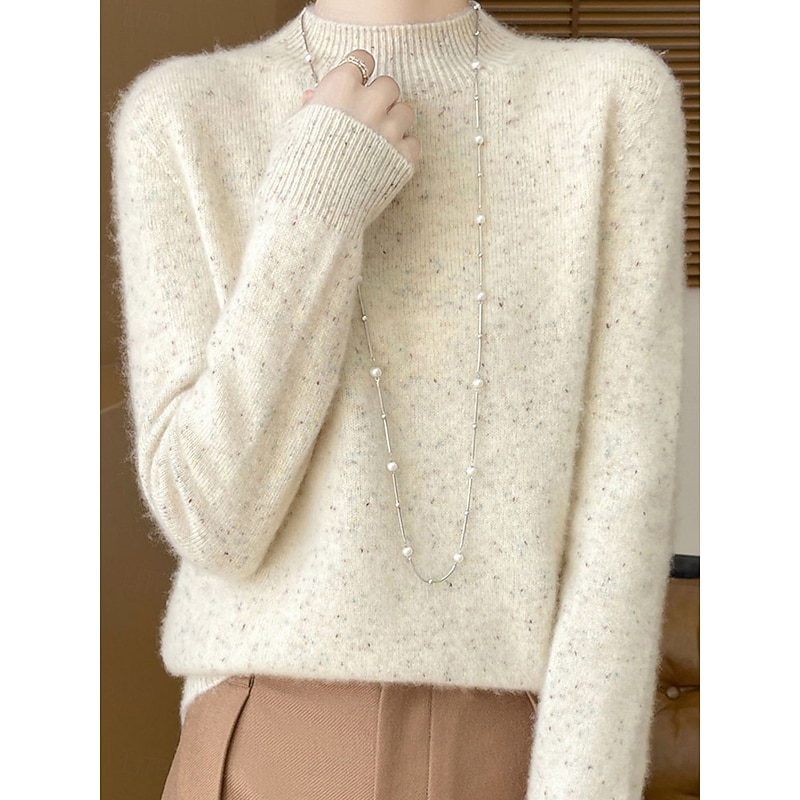 Women's Sweater Pullover Sweater Jumper Casual Soft Pure Color Ribbed Crew Neck Knitted Long Sleeve Regular Tops Knit Outdoor Daily Weekend Pink Beige Fall Winter3