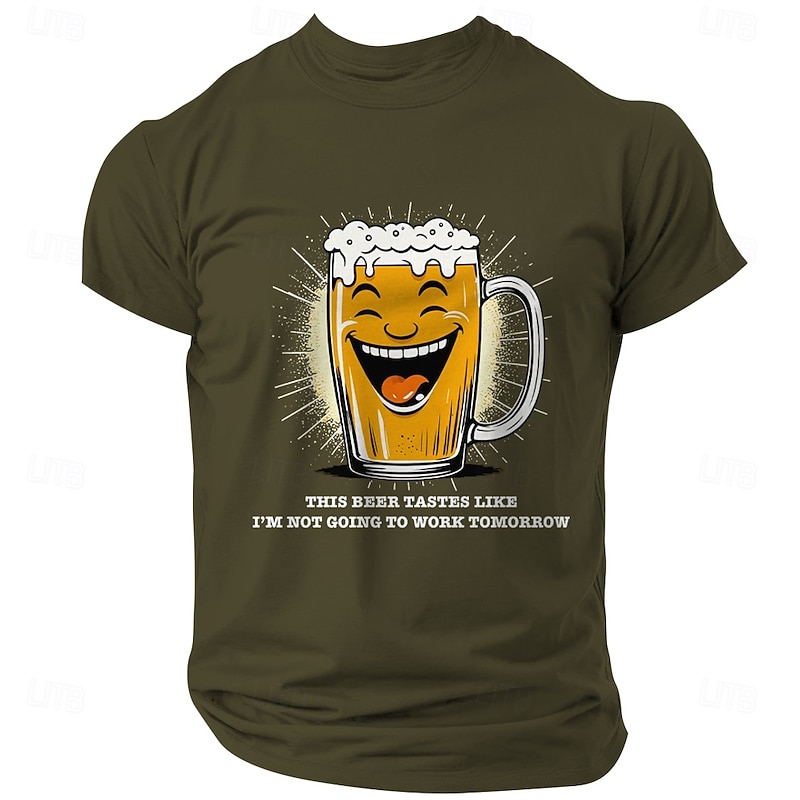 Men's Funny Graphic T-Shirt - This Beer Tastes Like I'm Not Going To Work Tomorrow - Beer Work Humor Tee