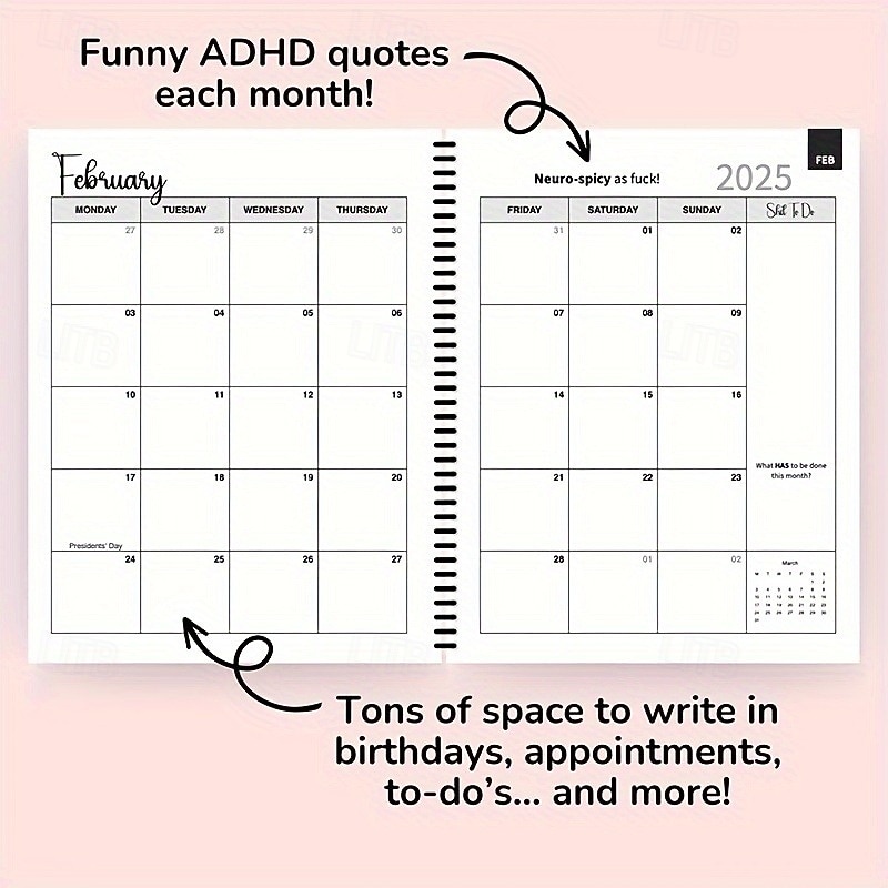 2025 Funny ADHD Weekly & Monthly Planner Adult Time Management Humor for Focus & Organization4